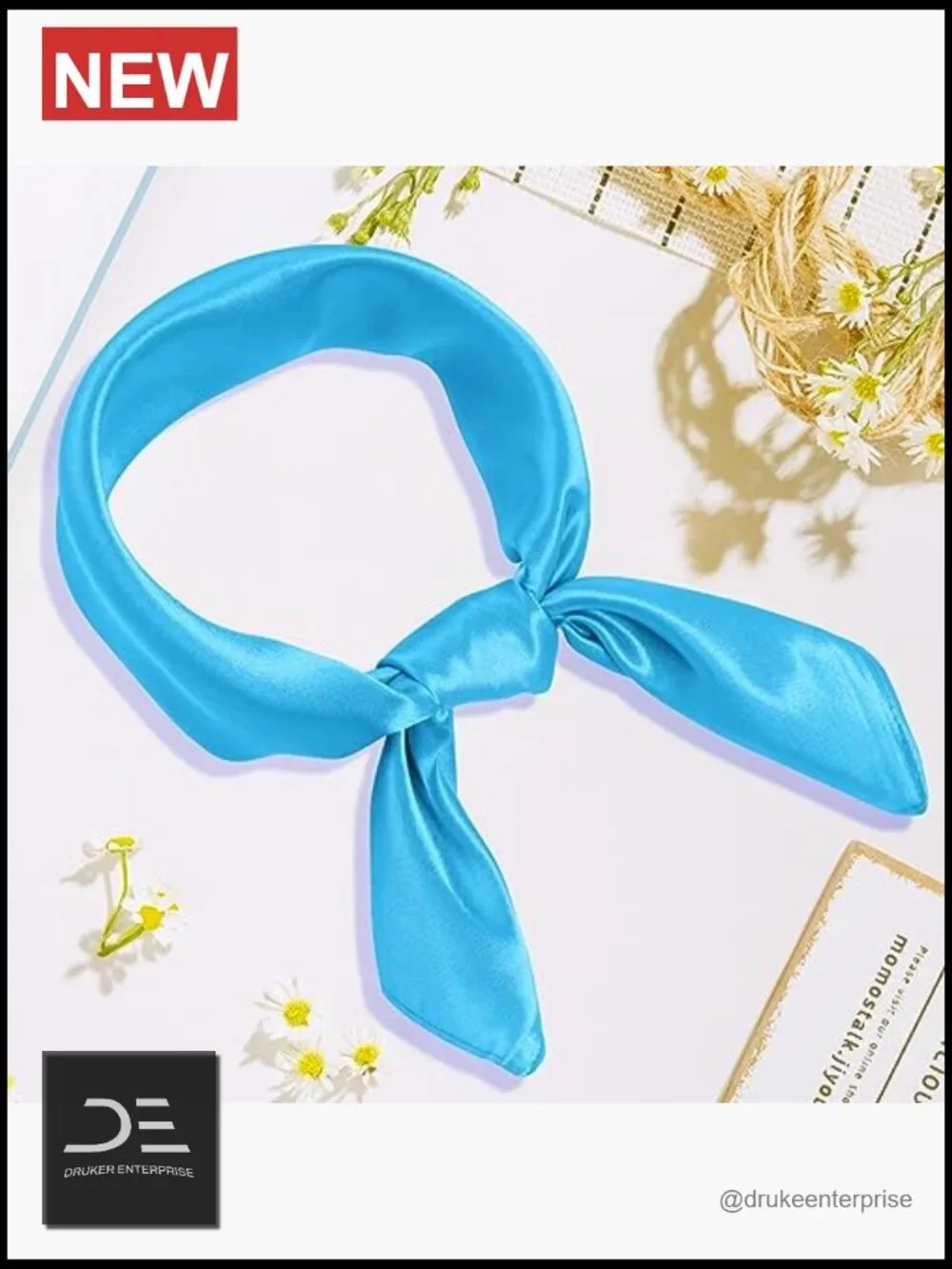 Retro Chiffon Square Ribbon Neck Scarf Satin Handkerchief